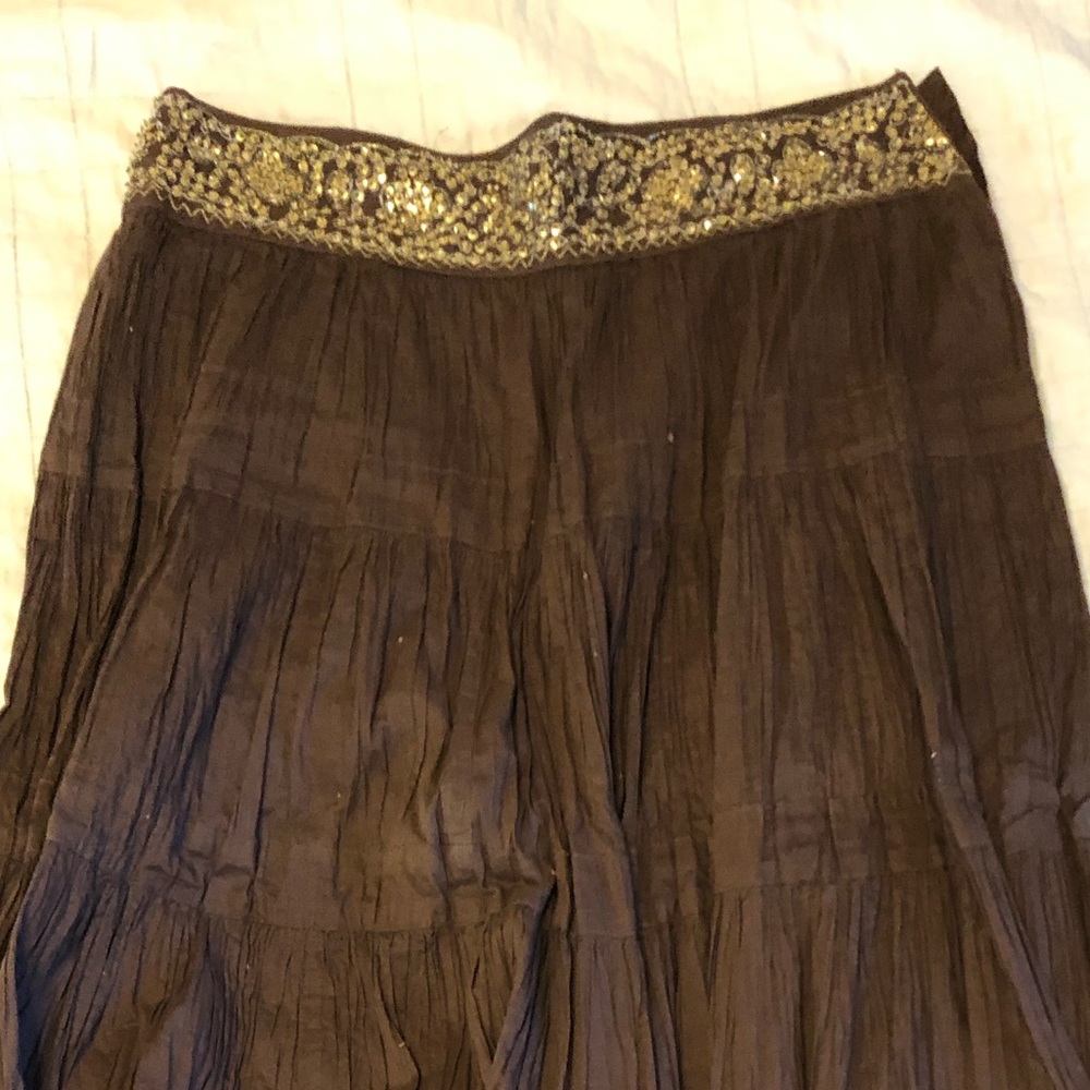 Brown tea length cotton skirt